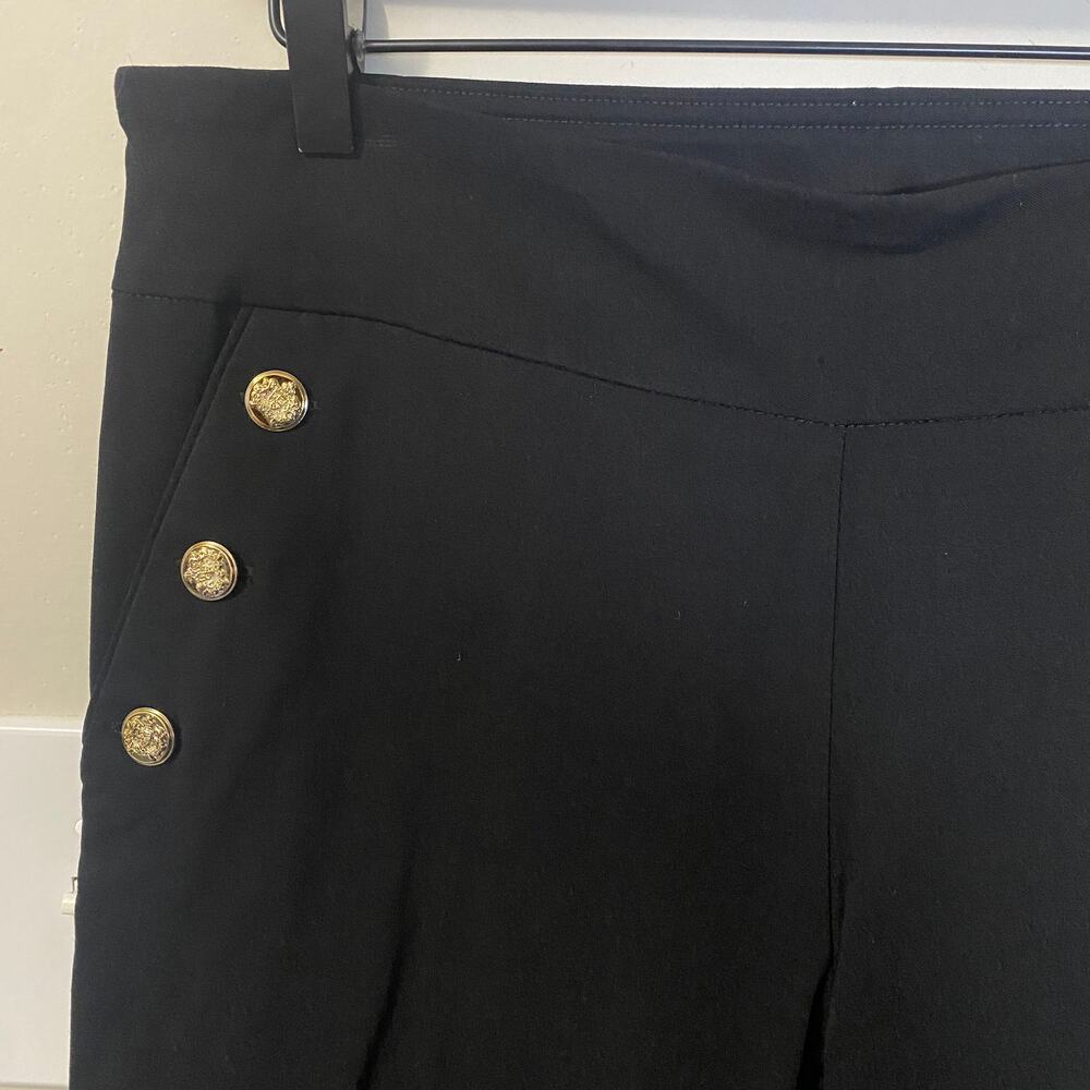 Counterparts NWT Button Sailor Capris Petite Black Crop Pant Slim Leg Sz 12P - Picture 3 of 10